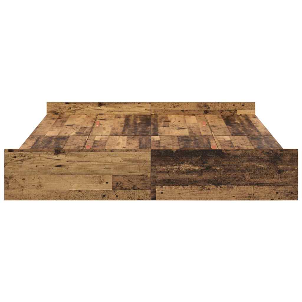 Bett mit Stauraum mit Schubladen mit Kopfteil mit Speicher Altholz 140 x 190 cm Melamin