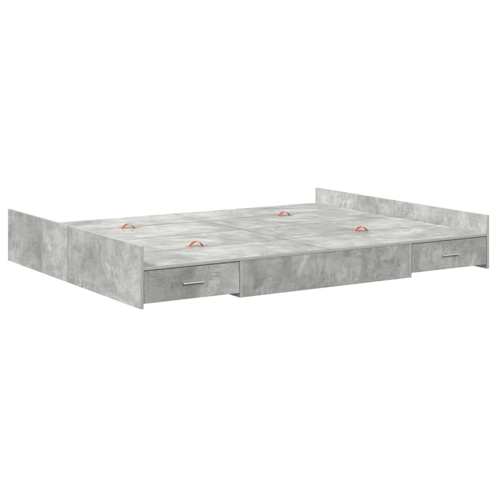 Bett mit Stauraum Betongrau 135 x 190 cm Holzwerkstoff