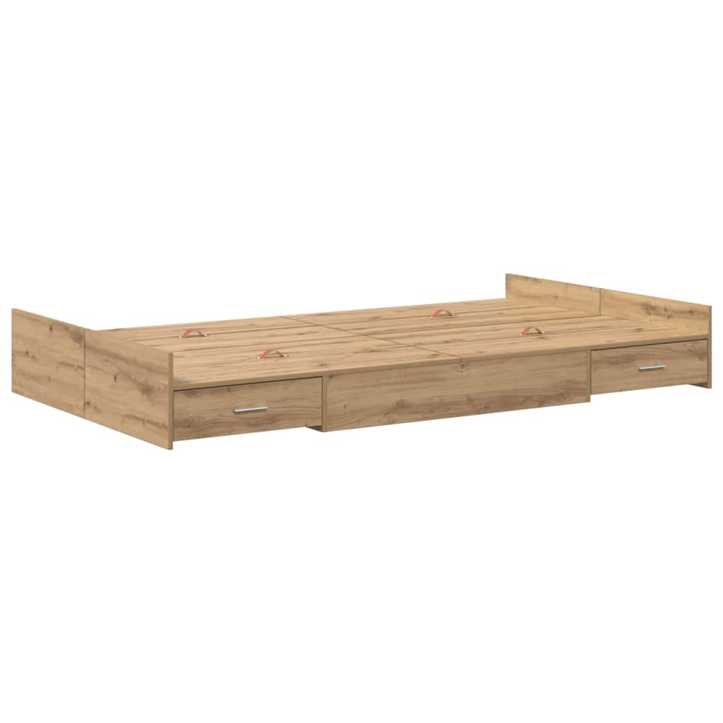 Bett mit Stauraum Eiche handwerklich 120 x 190 cm Melaminplatte