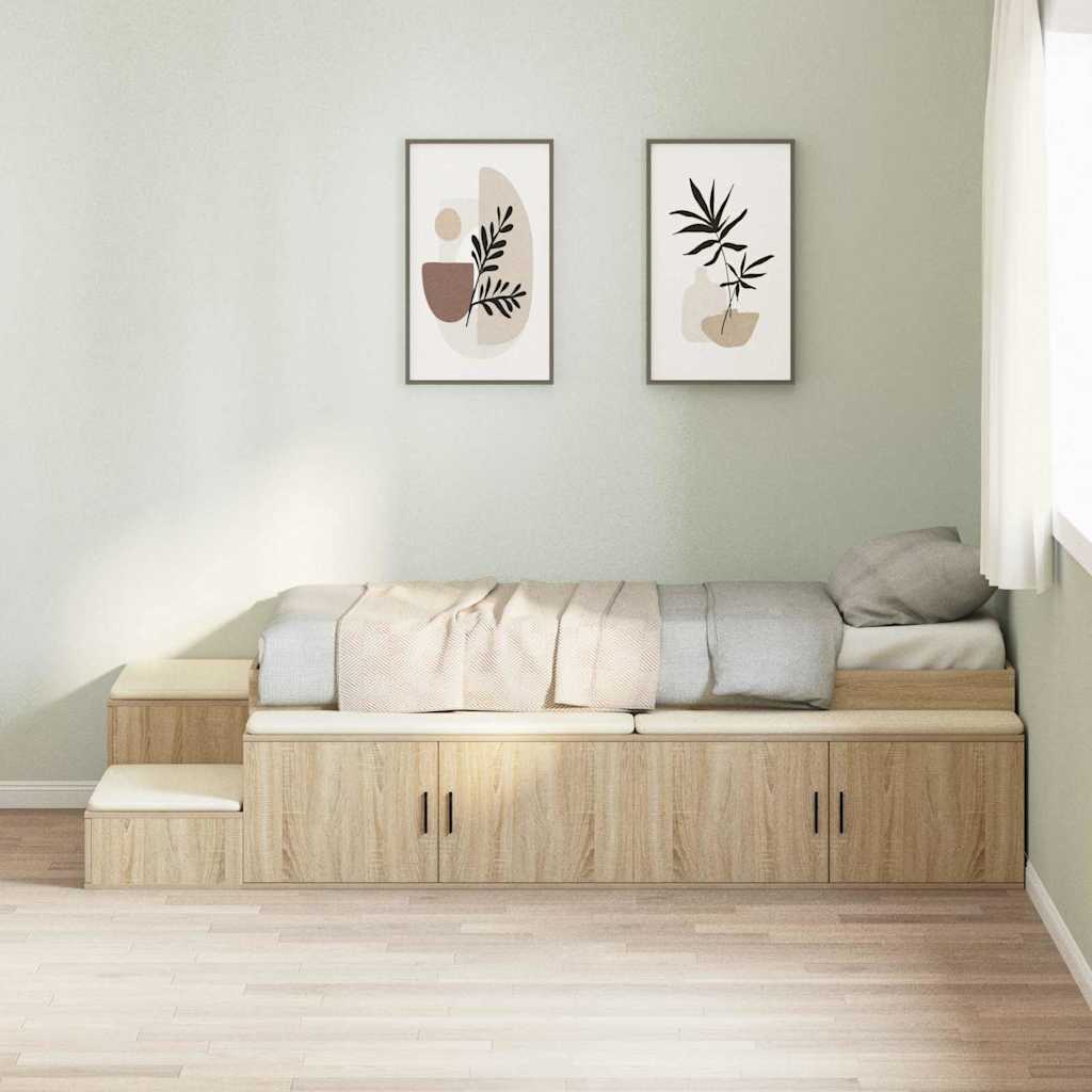 Aufbewahrungsbettgestell Sonoma Eiche 75x190 cm