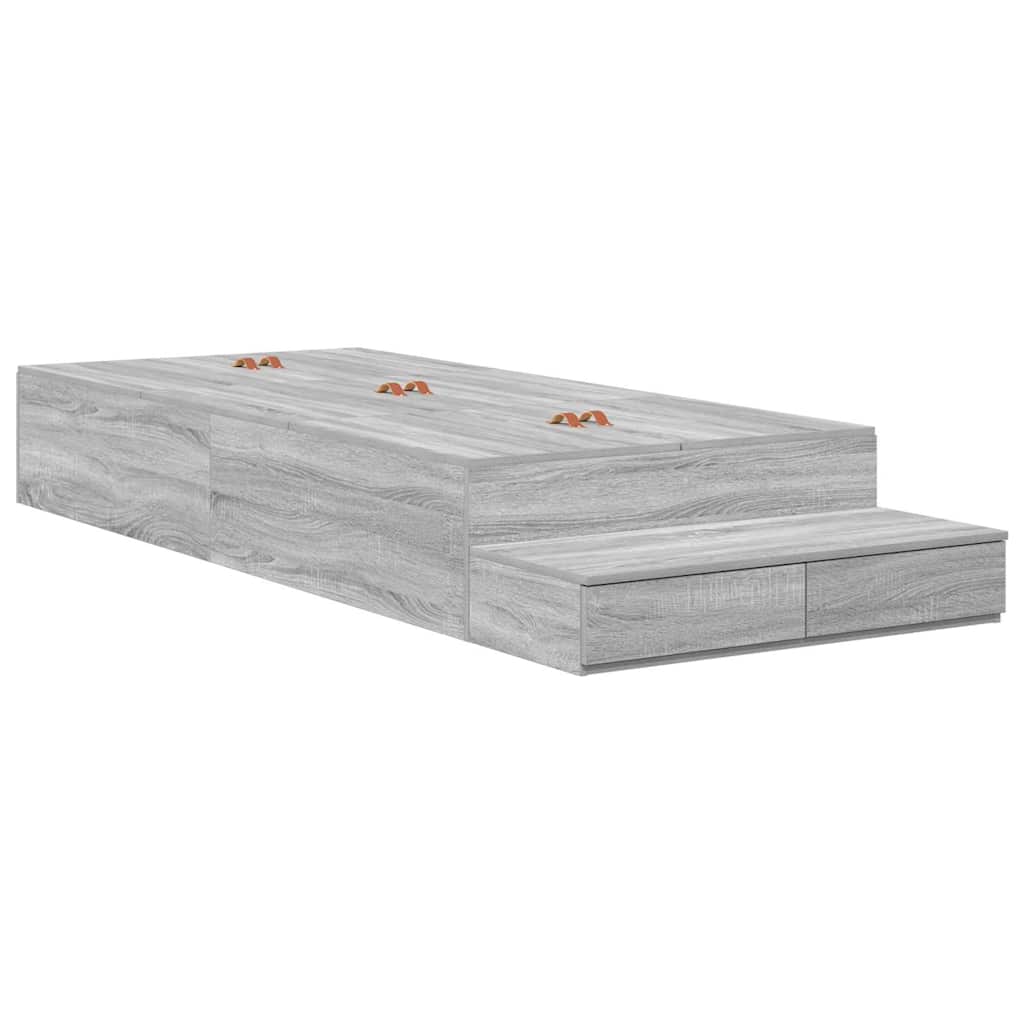 Aufbewahrungsbettgestell Grau Sonoma 90x200 cm
