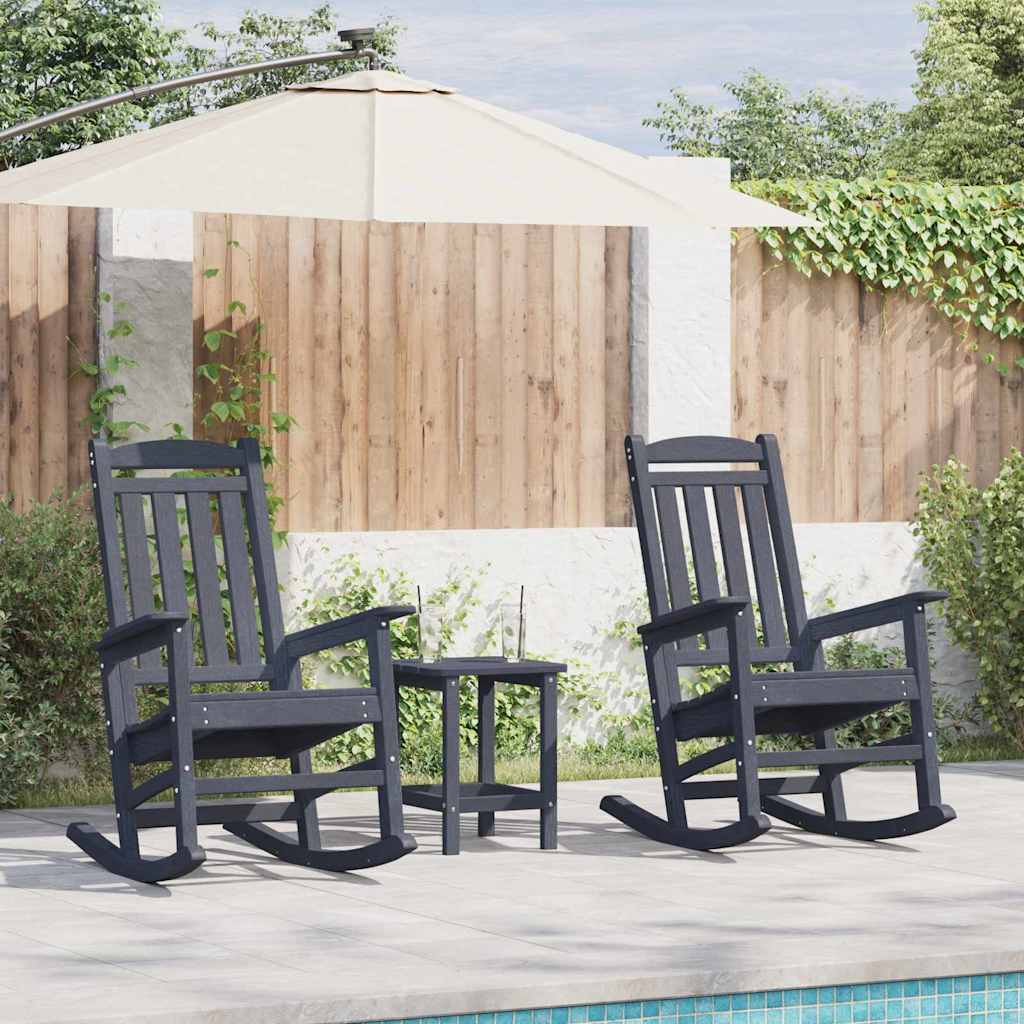 3 Teile Garten Lounge Set Marineblau HDPE