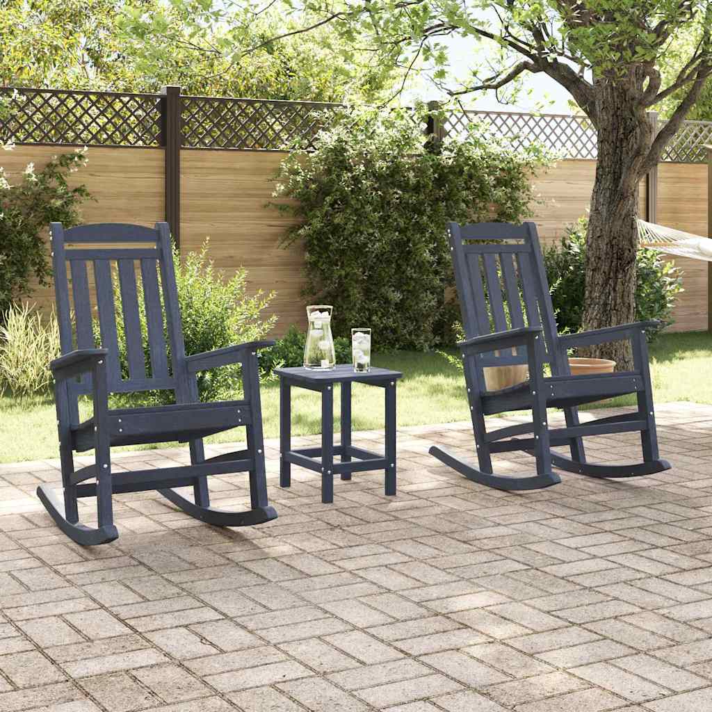 3 Teile Garten Lounge Set Marineblau HDPE