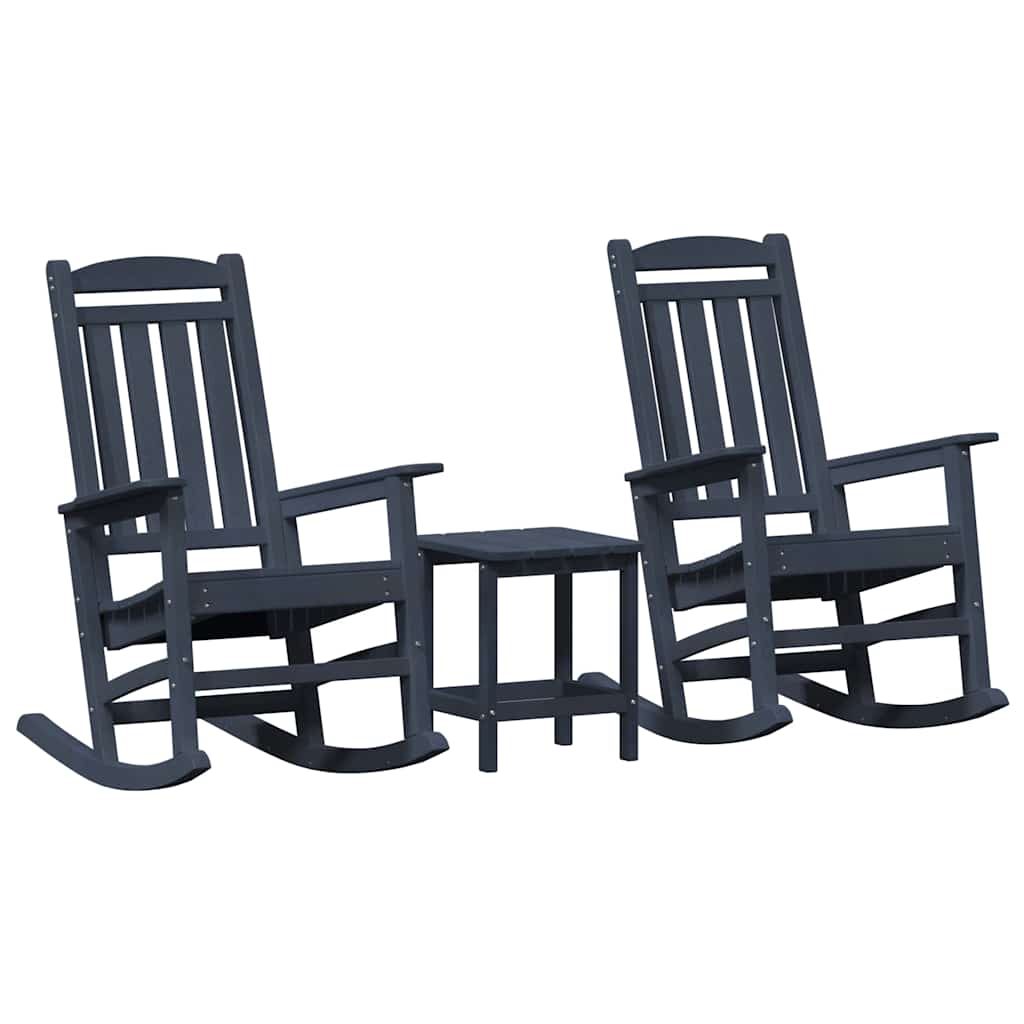 3 Teile Garten Lounge Set Marineblau HDPE