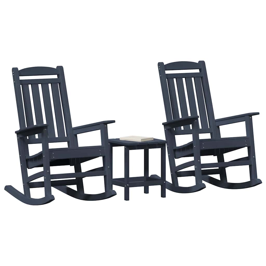 3 Teile Garten Lounge Set Marineblau HDPE