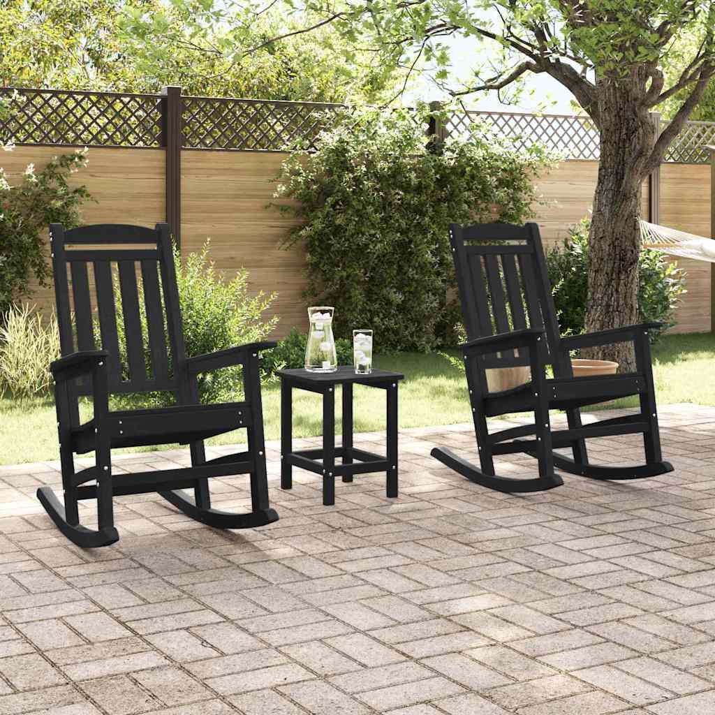 3-teiliges Garten Lounge Set Schwarz HDPE