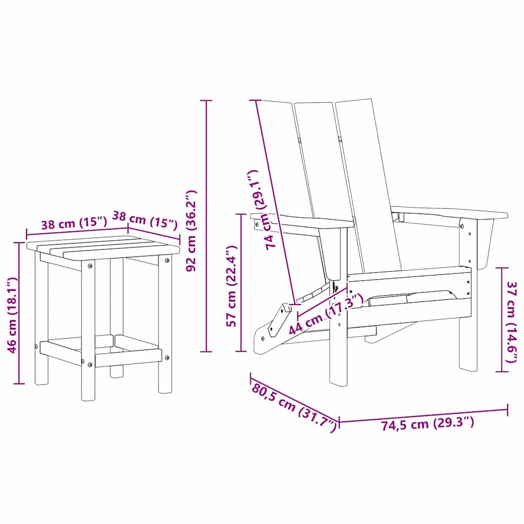 3-teiliges Garten Lounge Set Weiß HDPE