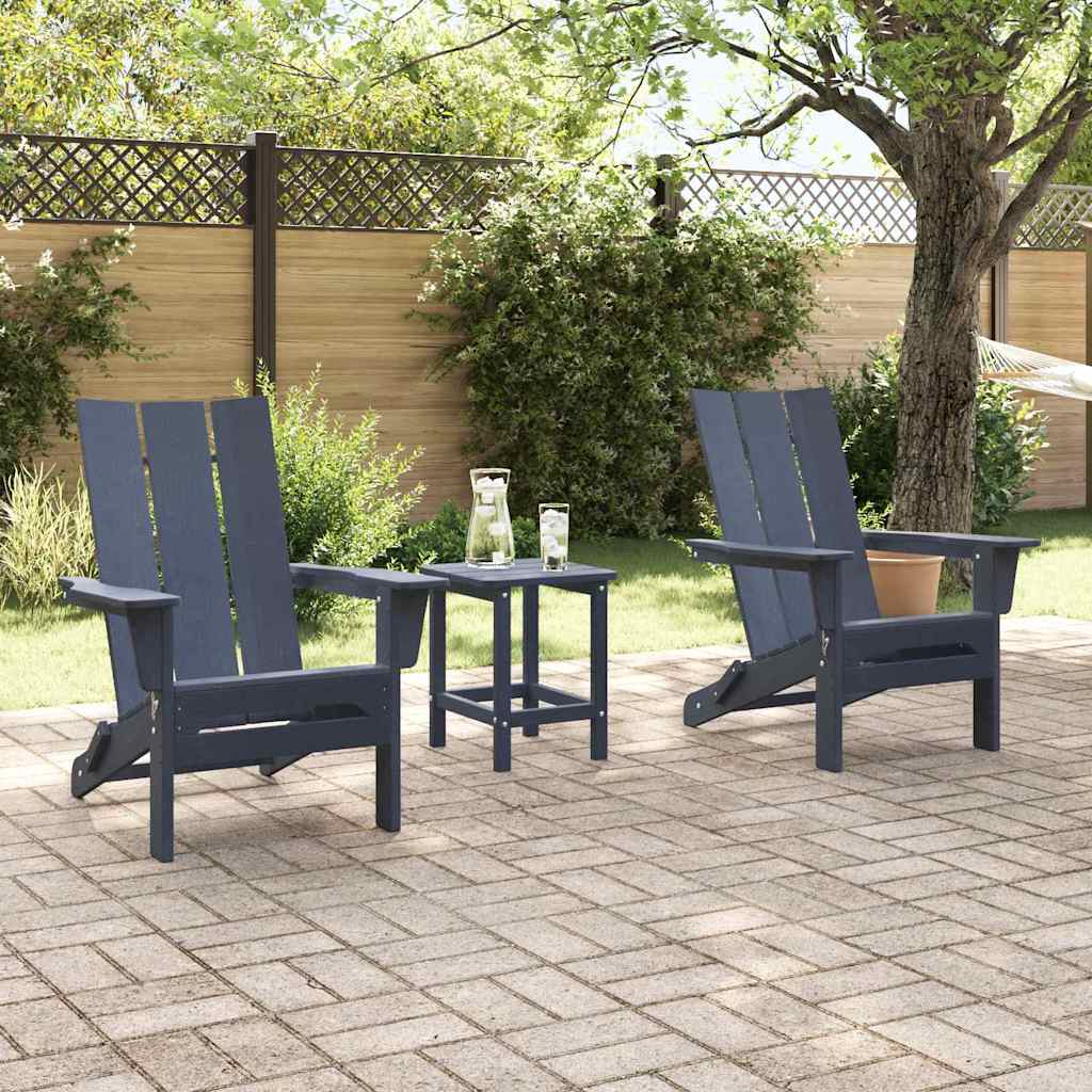 3-teiliges Garten-Loungeset Marineblau HDPE