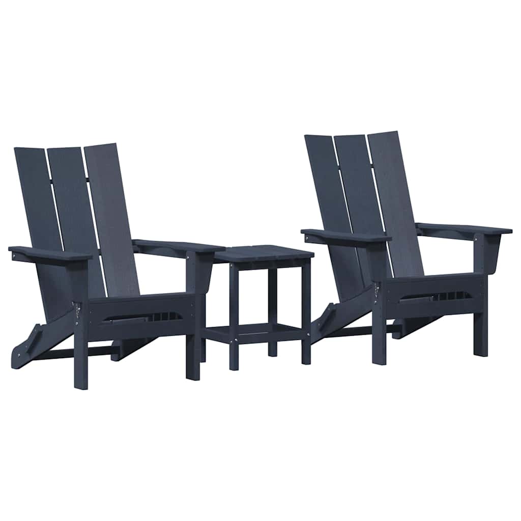 3-teiliges Garten-Loungeset Marineblau HDPE