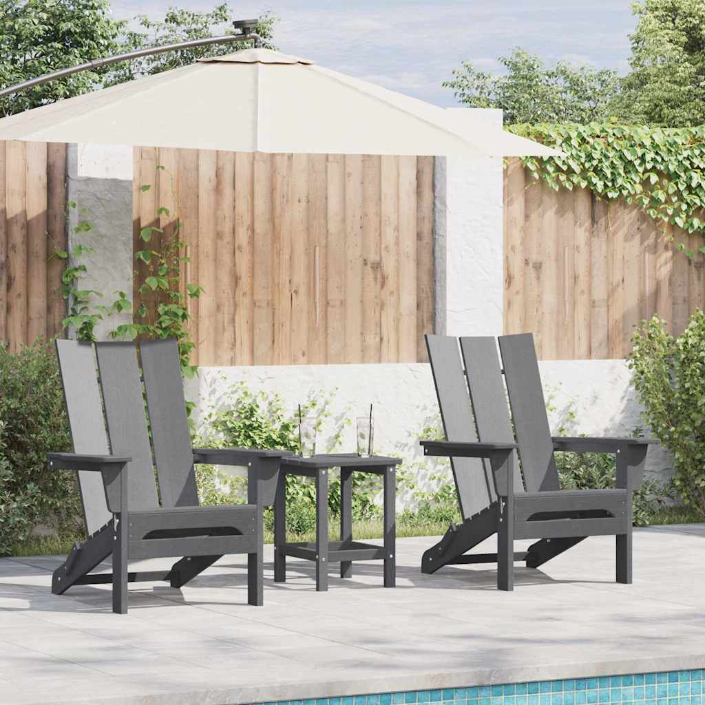 3-teiliges Garten-Lounge-Set Hellgrau HDPE