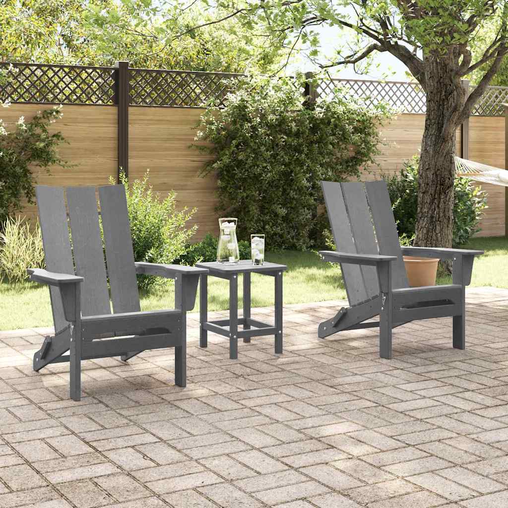 3-teiliges Garten-Lounge-Set Hellgrau HDPE