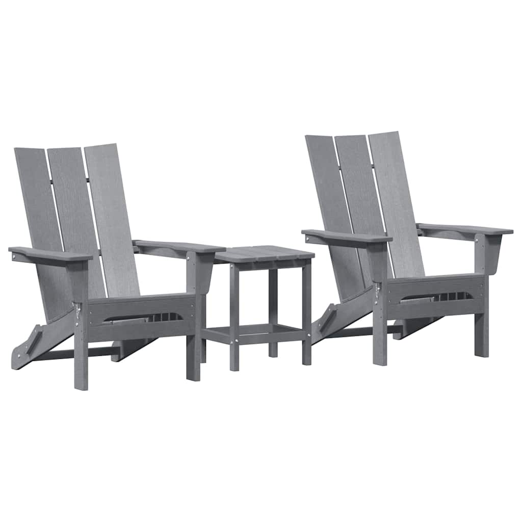 3-teiliges Garten-Lounge-Set Hellgrau HDPE