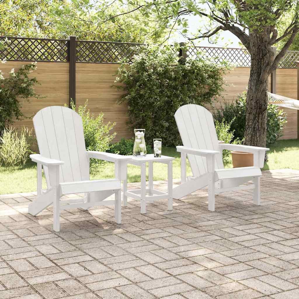 3-teiliges Garten-Lounge-Set Weiß HDPE