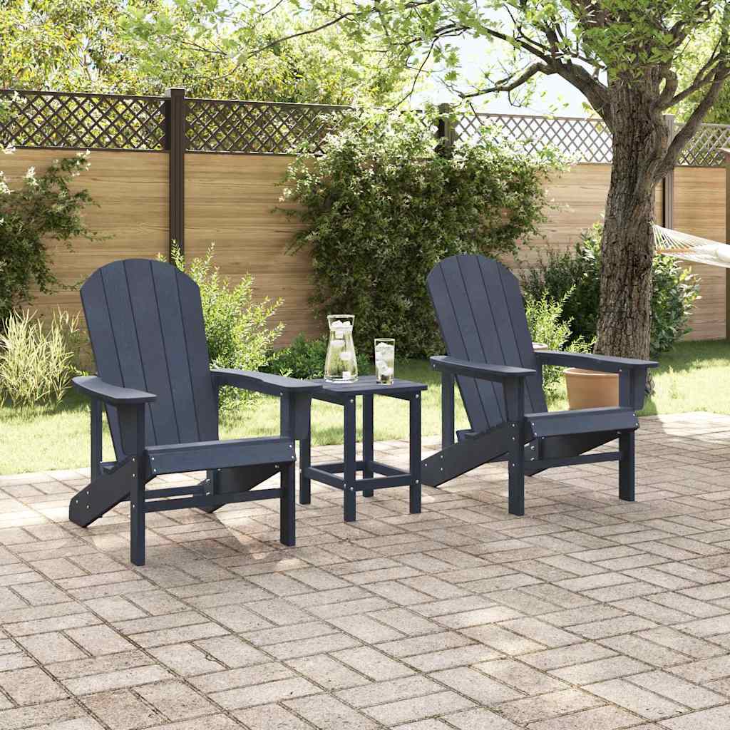 3-teiliges Gartenlounge-Set Marineblau HDPE