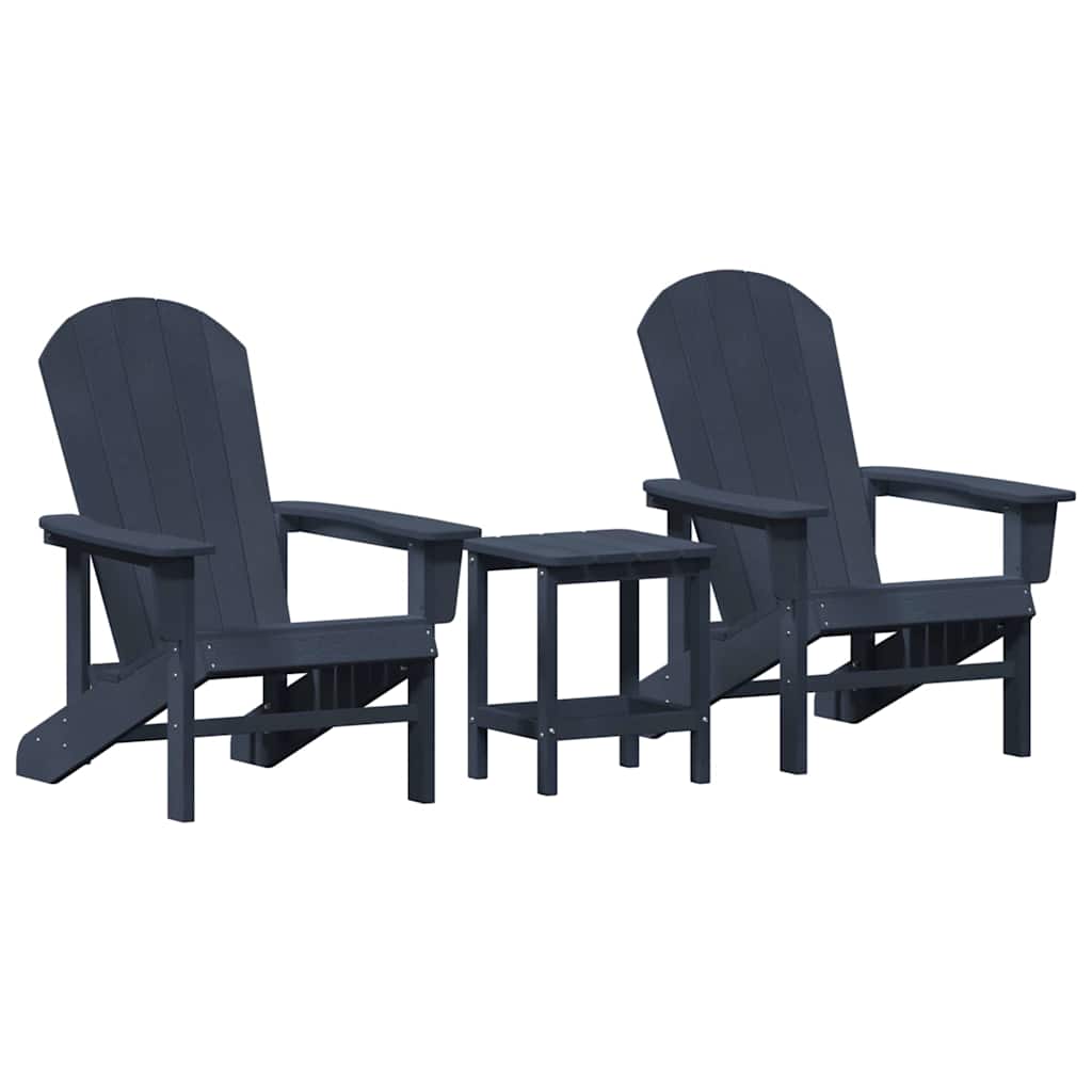 3-teiliges Gartenlounge-Set Marineblau HDPE