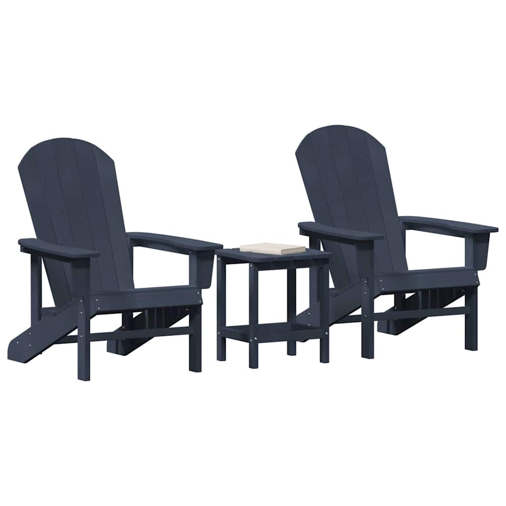 3-teiliges Gartenlounge-Set Marineblau HDPE