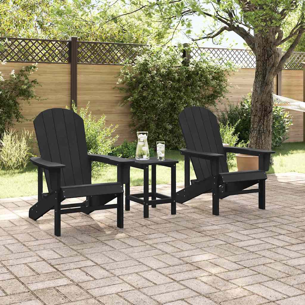3-teiliges Garten-Lounge-Set Schwarz HDPE