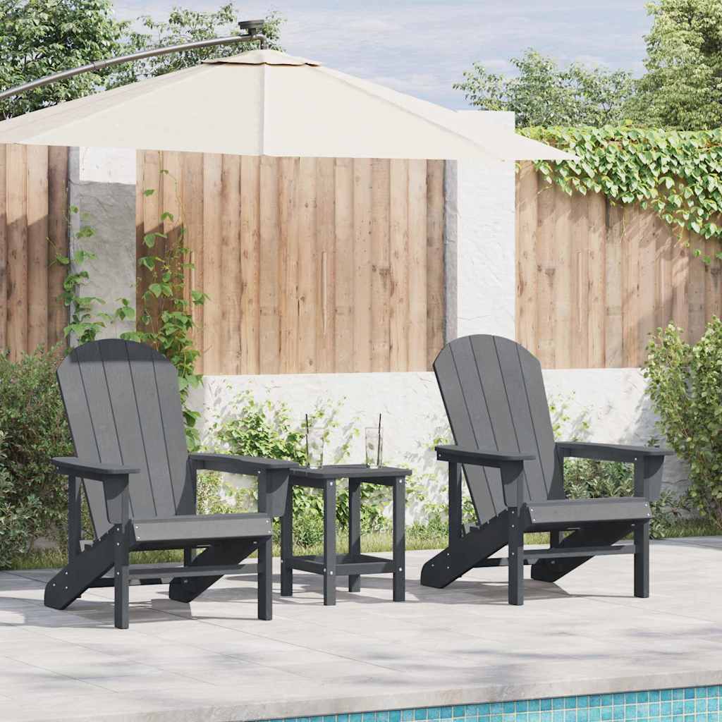 3-teiliges Garten-Lounge-Set Hellgrau HDPE