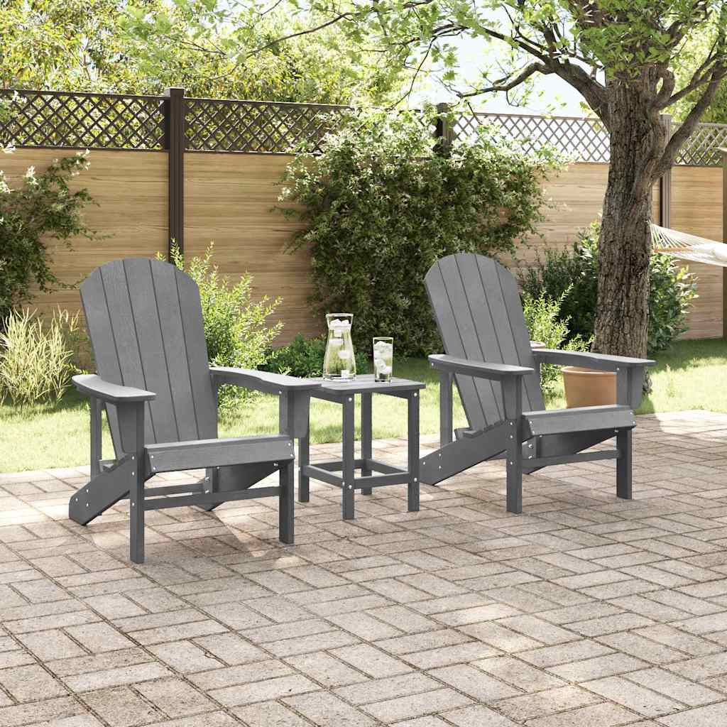 3-teiliges Garten-Lounge-Set Hellgrau HDPE
