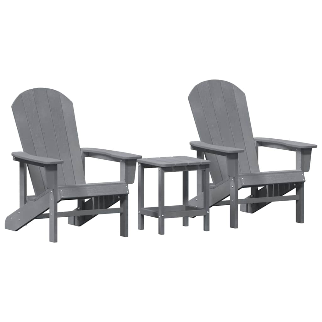 3-teiliges Garten-Lounge-Set Hellgrau HDPE