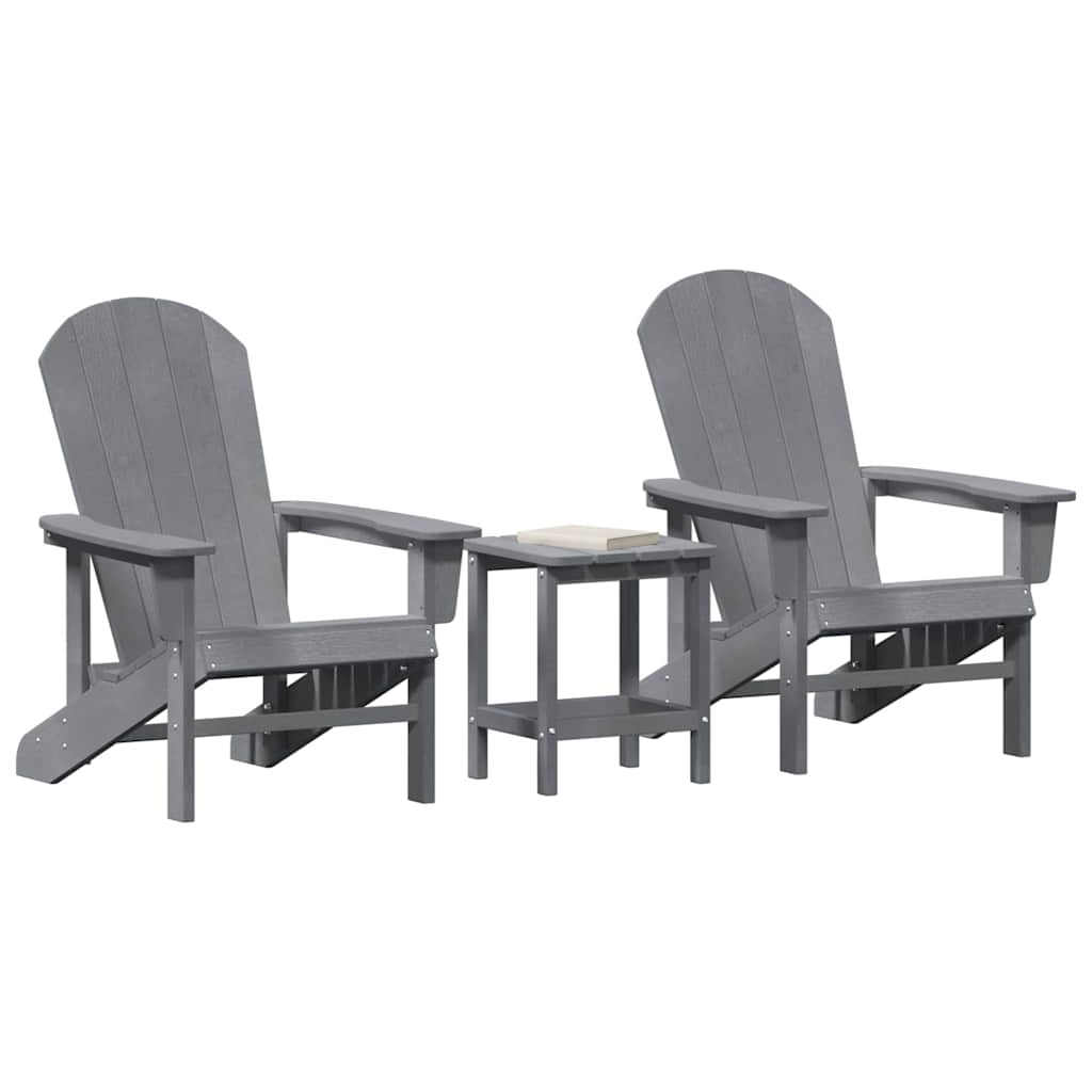 3-teiliges Garten-Lounge-Set Hellgrau HDPE