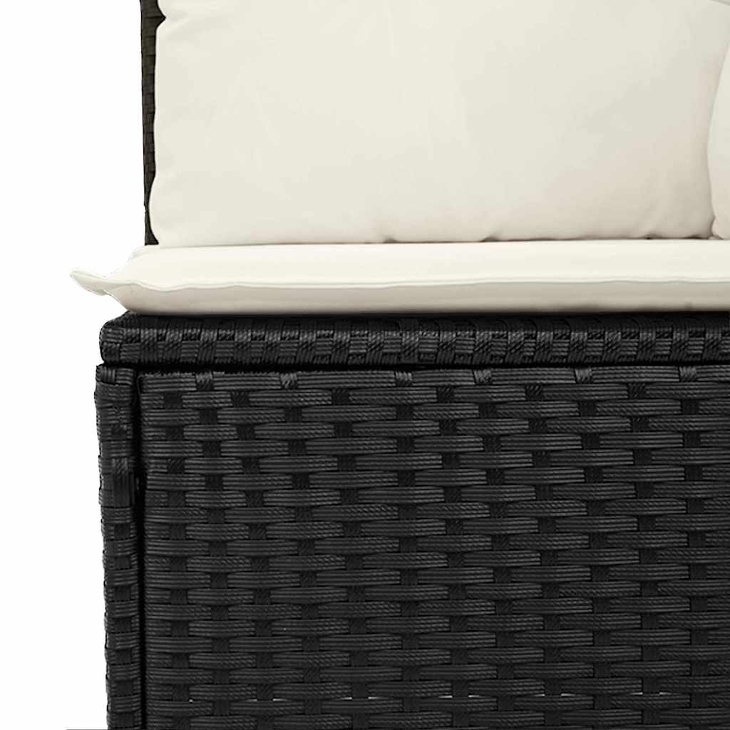 10-teilige Garten Sofa Set mit Kissen Schwarz Poly Rattan