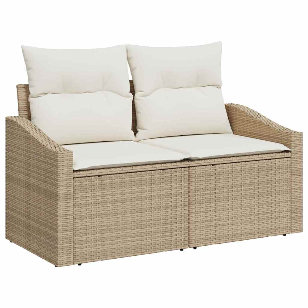 6-teiliges Garten Sofa Set mit Kissen Beige Poly Rattan