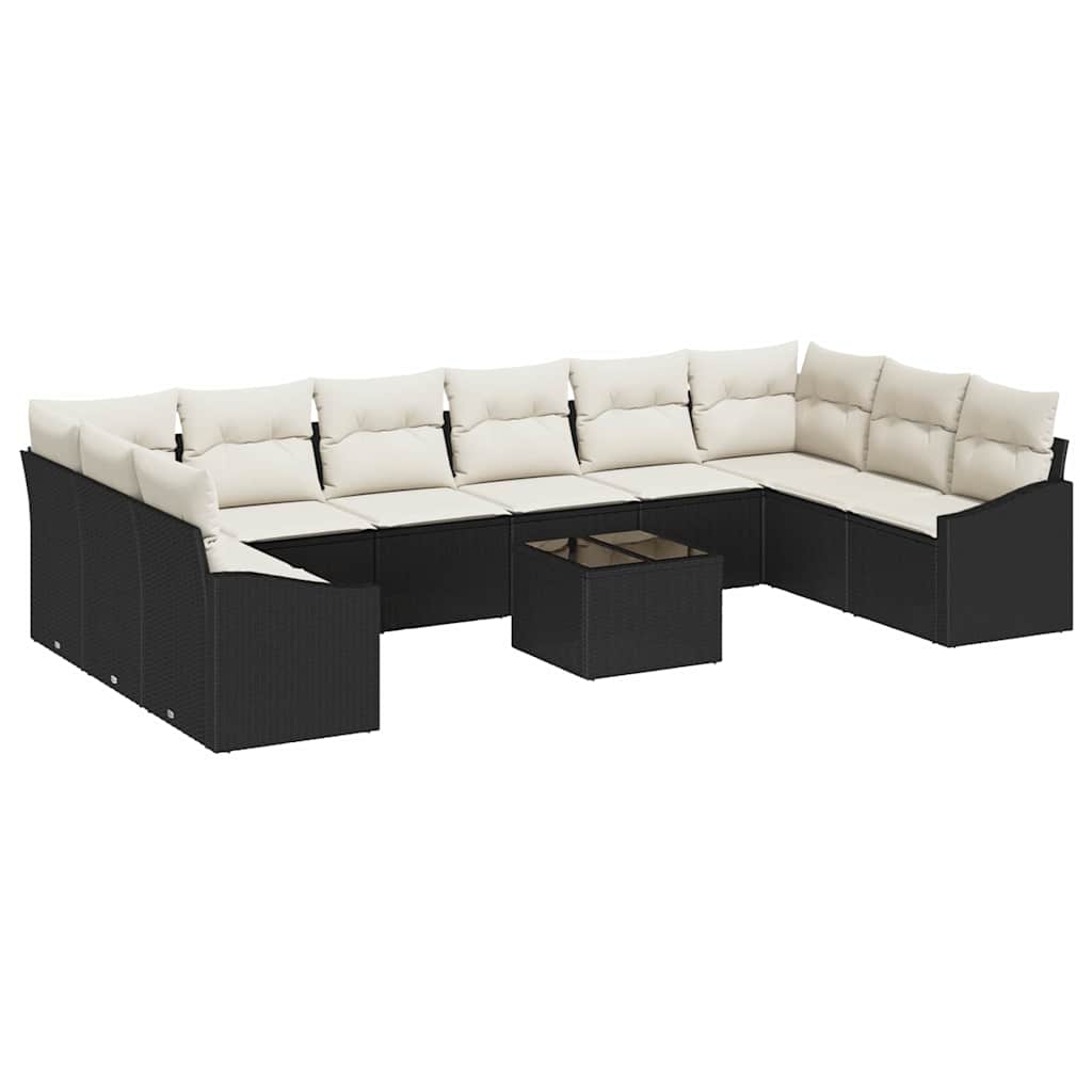 10-teiliges Garten Sofa Set mit Kissen Braunes Poly Rattan