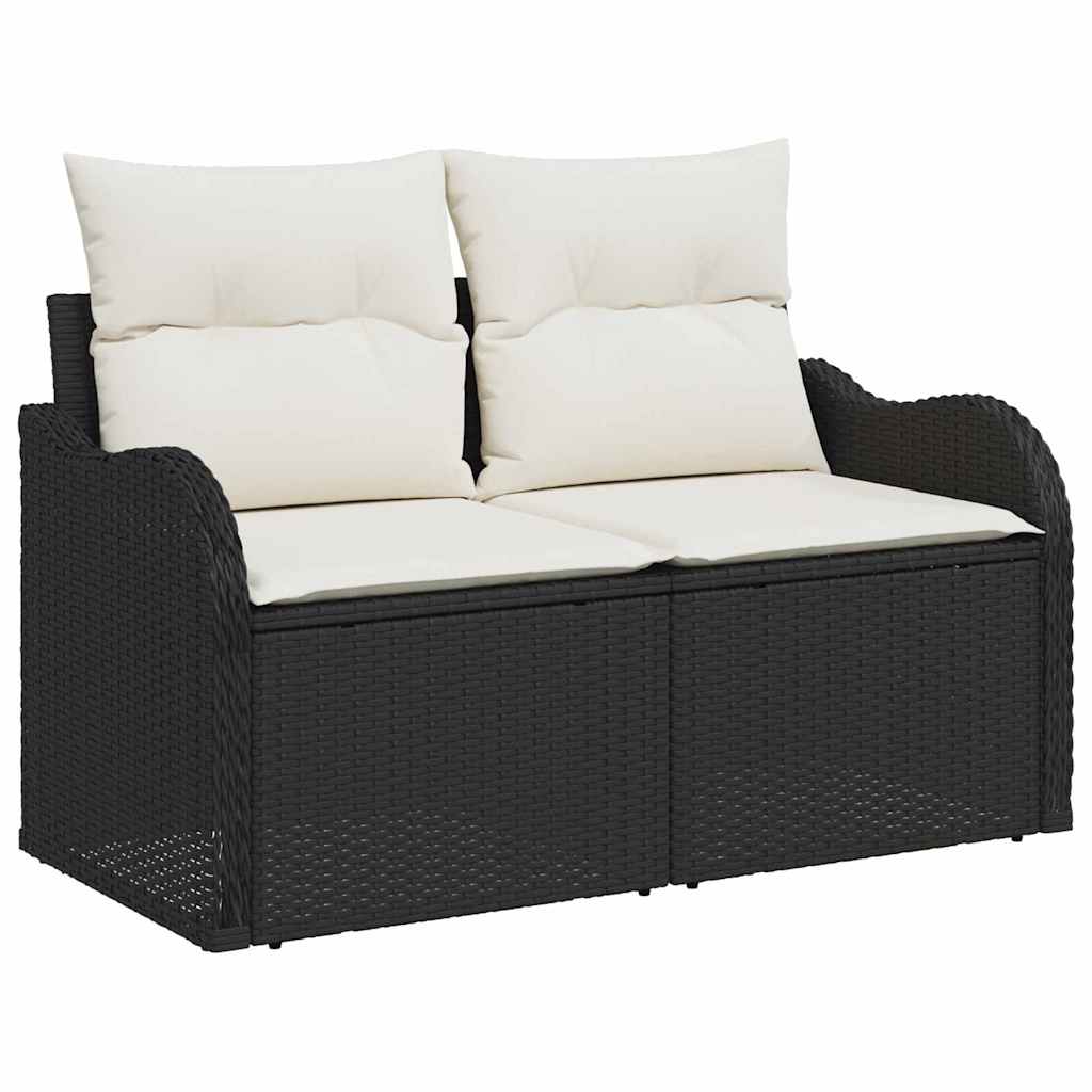 10-teilige Garten Sofa Set mit Kissen Schwarz Poly Rattan