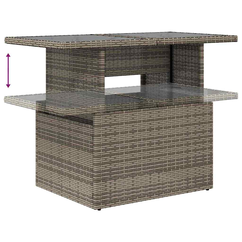 10-teilige Garten Sofa Set mit Kissen Grau Poly Rattan