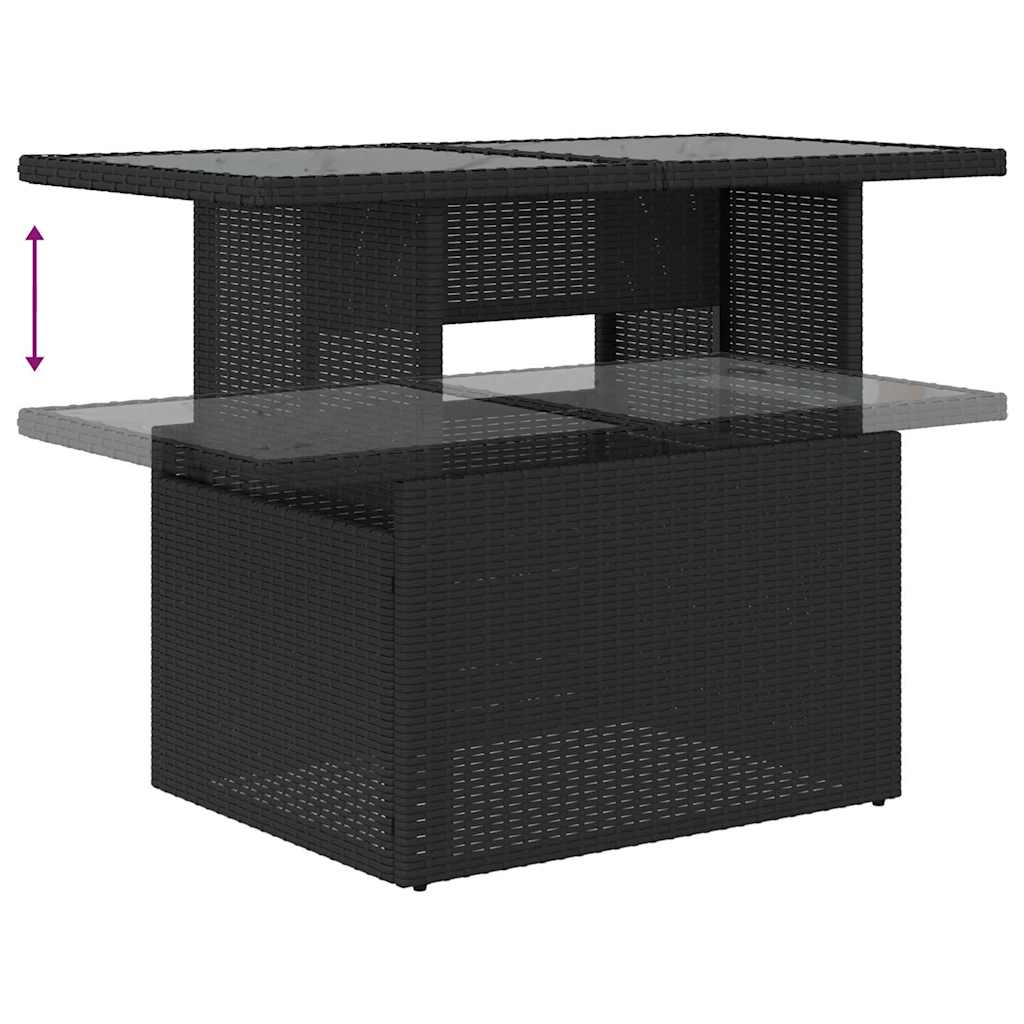 10-teilige Garten Sofa Set mit Kissen Schwarz Poly Rattan