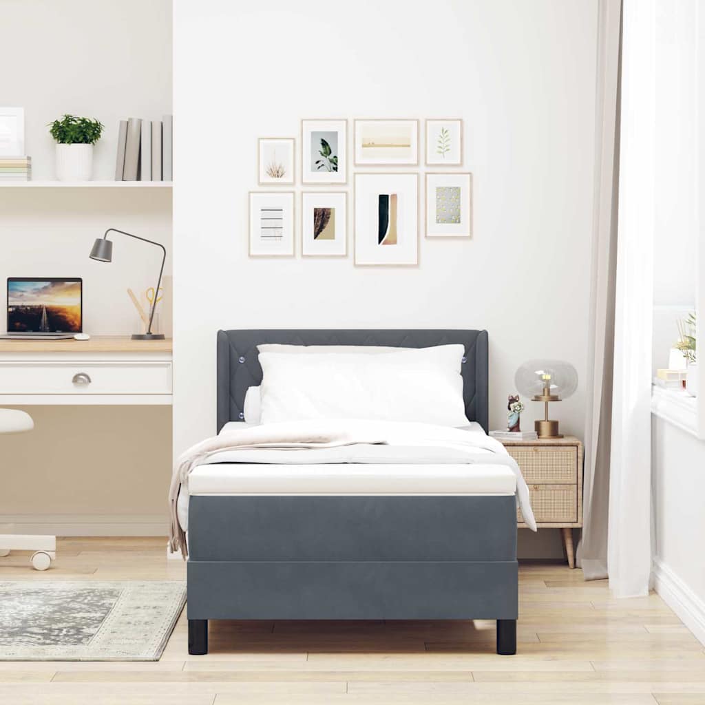Boxspringbett mit Matratze Dunkelgrau 90x190 cm Samt