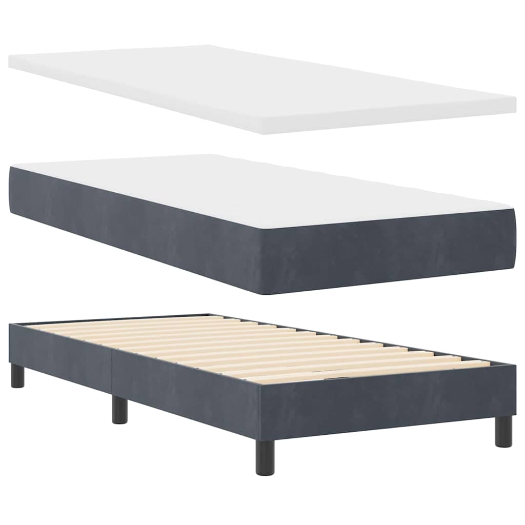 Boxspringbett mit Matratze Dunkelgrau 90x190 cm Samt