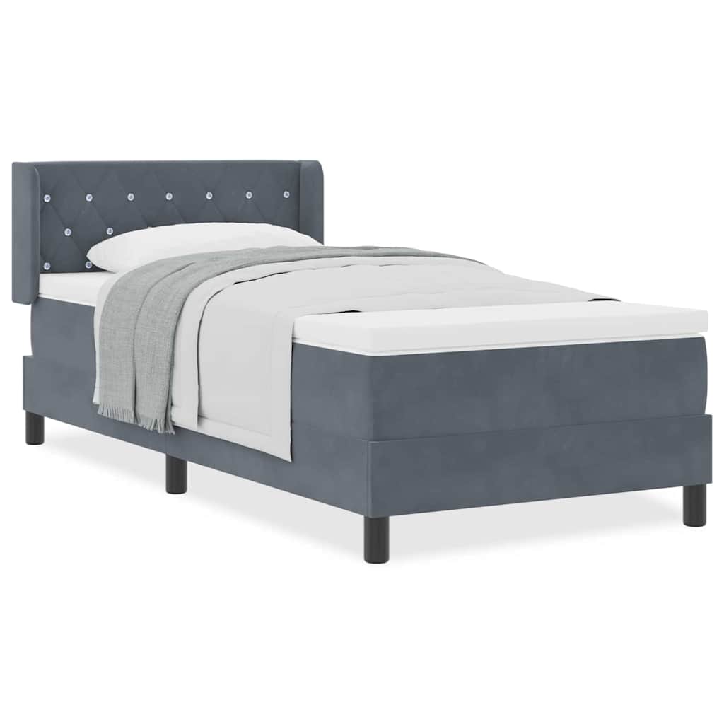 Boxspringbett mit Matratze Dunkelgrau 90x190 cm Samt