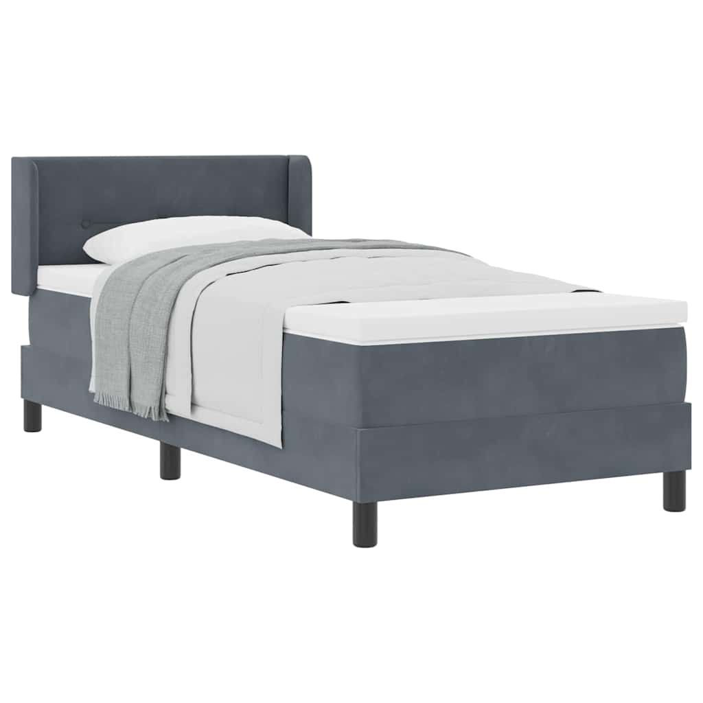 Boxspringbett mit Matratze Dunkelgrau 90x190 cm Samt