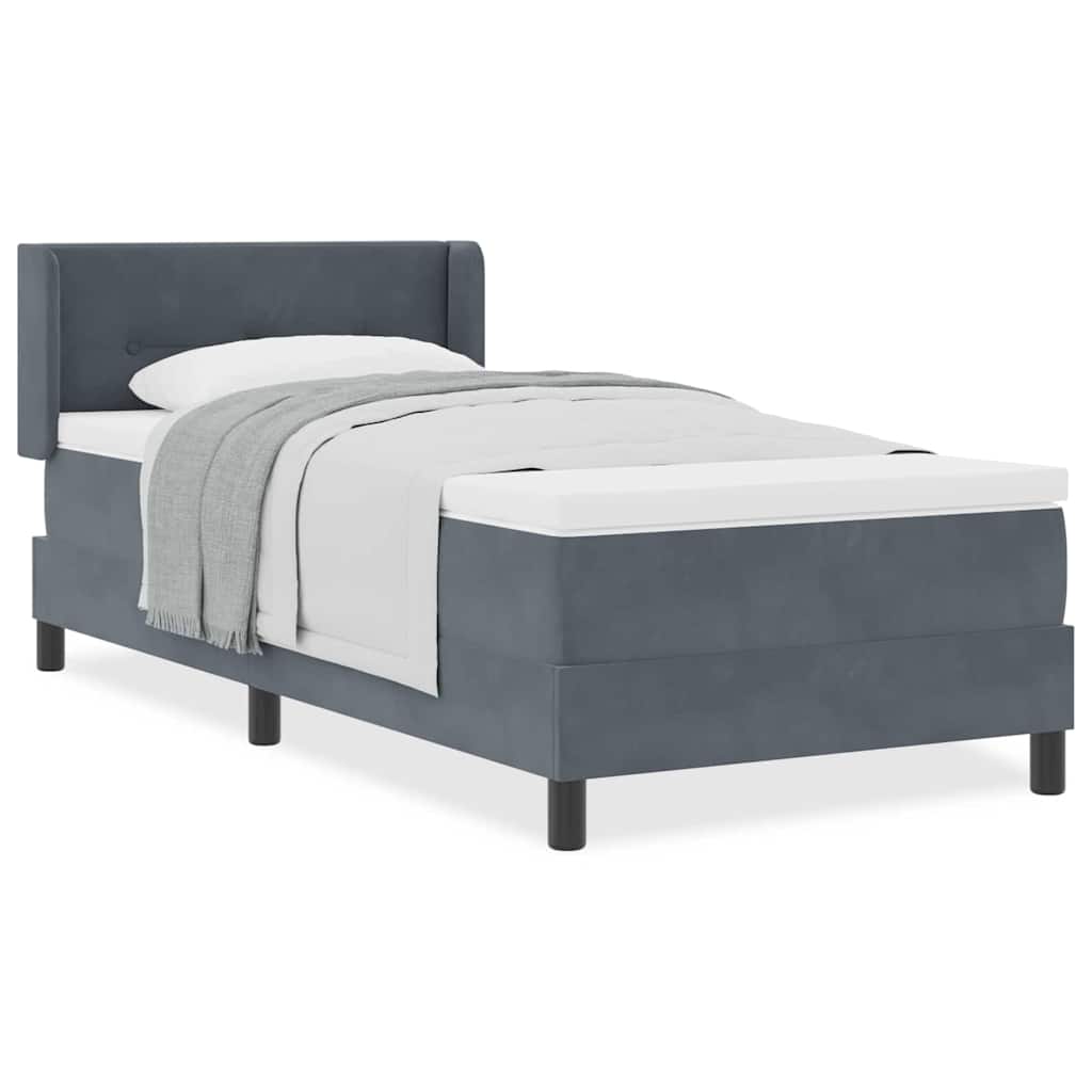 Boxspringbett mit Matratze Dunkelgrau 90x190 cm Samt