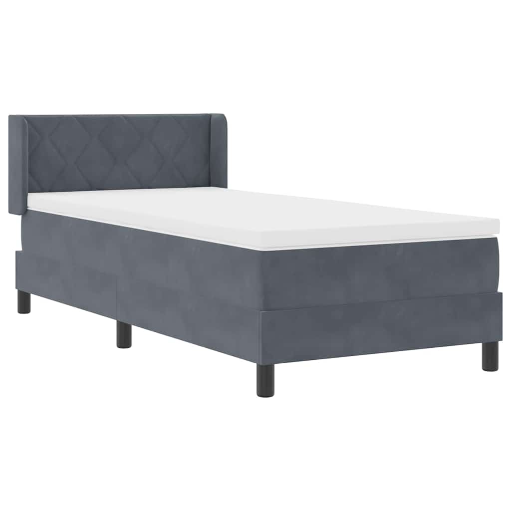 Boxspringbett mit Matratze Dunkelgrau 90x190 cm Samt