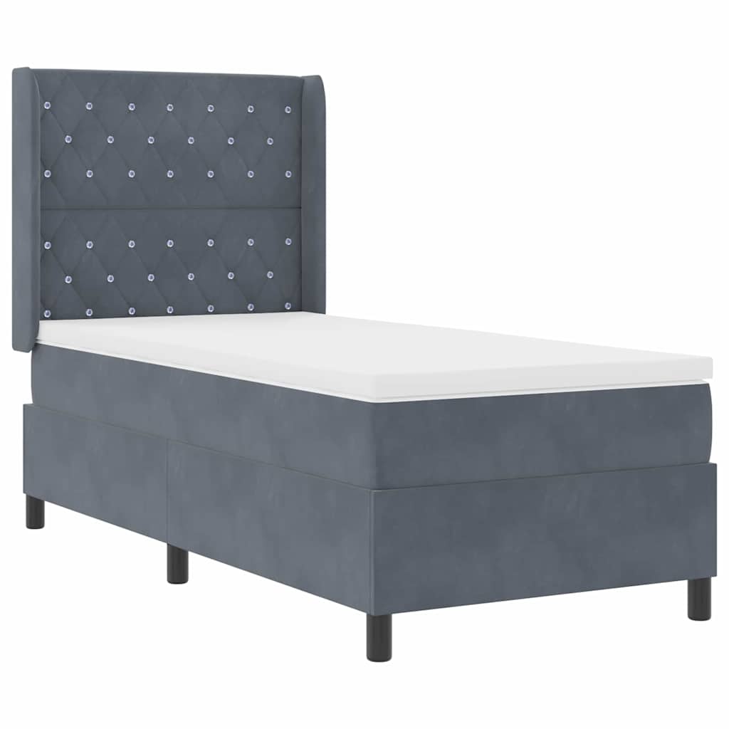 Boxspringbett mit Matratze Dunkelgrau 90x190 cm Samt