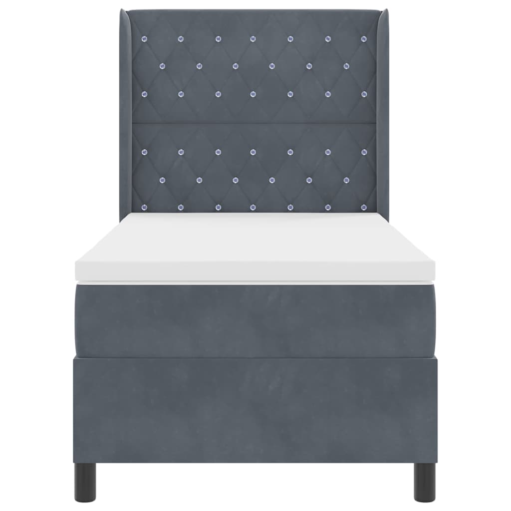 Boxspringbett mit Matratze Dunkelgrau 90x190 cm Samt