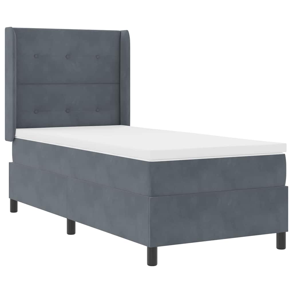 Boxspringbett mit Matratze Dunkelgrau 90x190 cm Samt