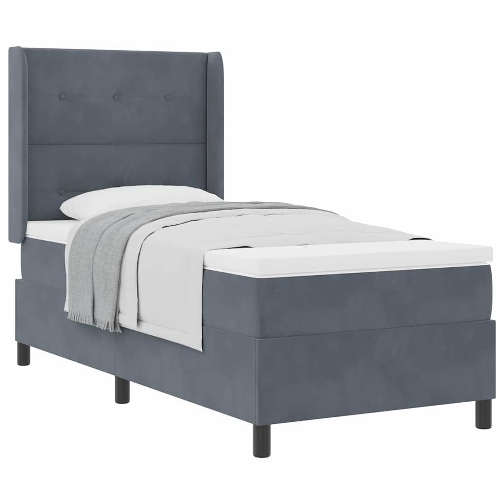 Boxspringbett mit Matratze Dunkelgrau 90x190 cm Samt