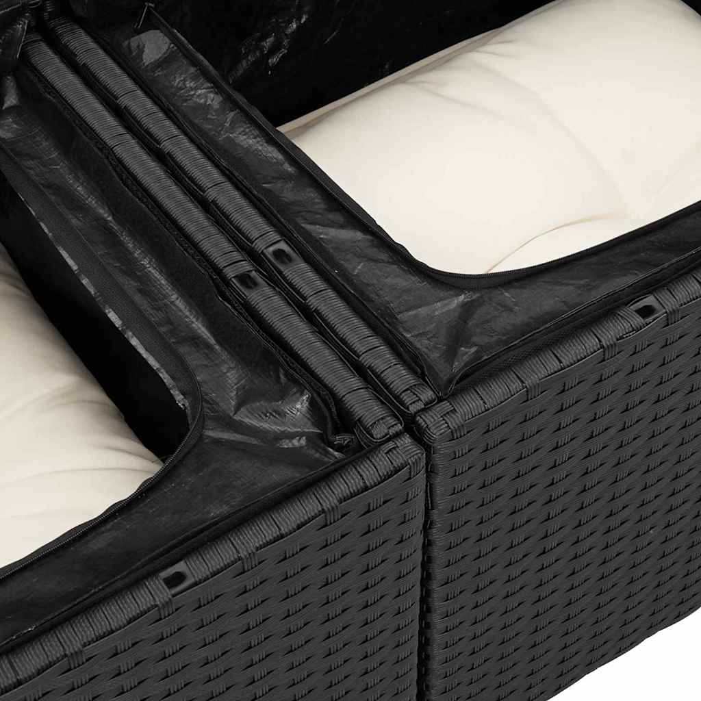 10-teilige Garten Sofa Set mit Kissen Schwarz Poly Rattan