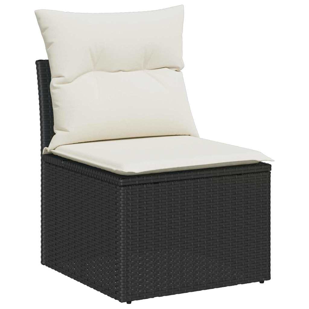 10-teilige Garten Sofa Set mit Kissen Schwarz Poly Rattan