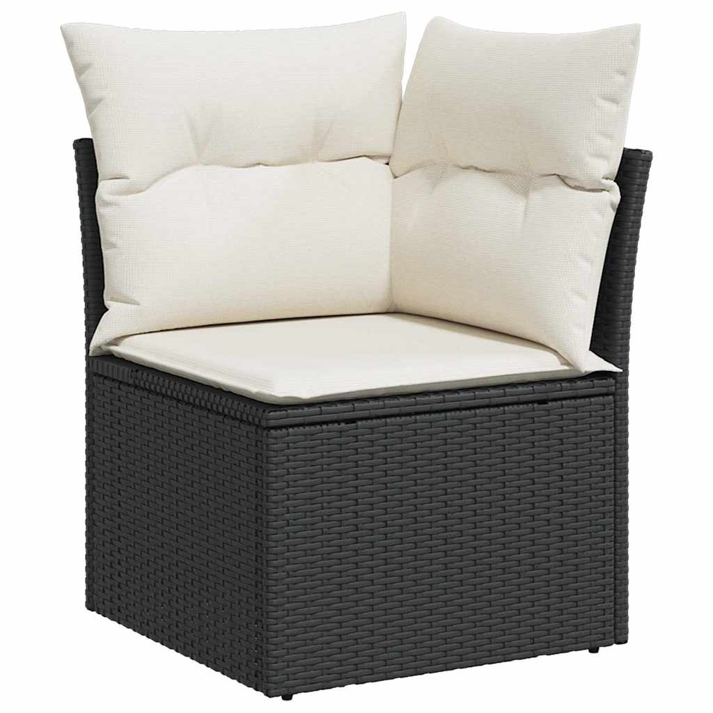 10-teilige Garten Sofa Set mit Kissen Schwarz Poly Rattan