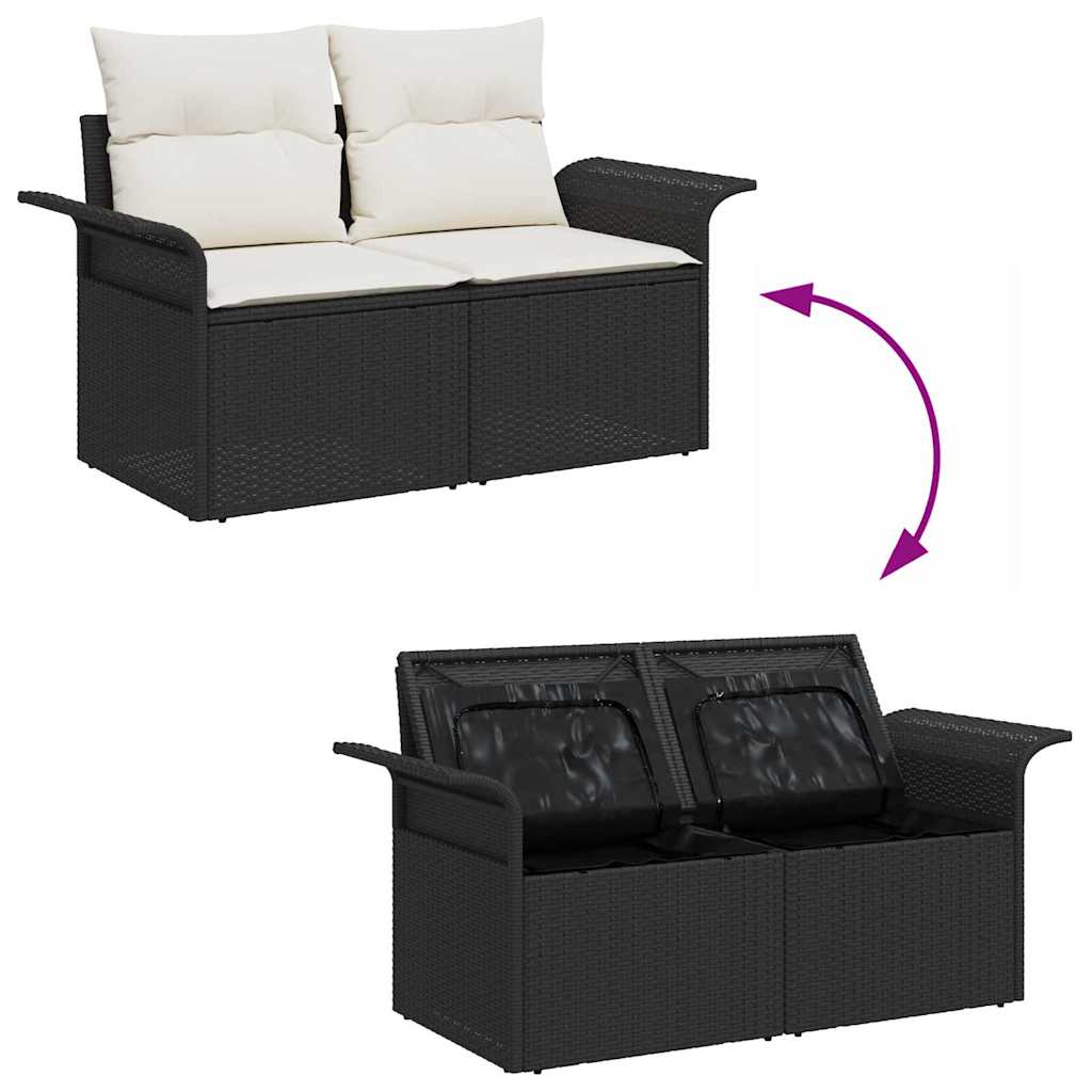 10-teilige Garten Sofa Set mit Kissen Schwarz Poly Rattan