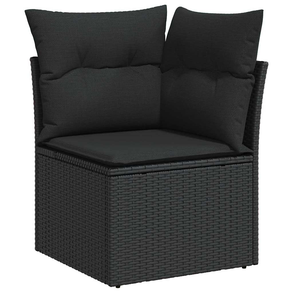 10-teilige Garten Sofa Set mit Kissen Schwarz Poly Rattan