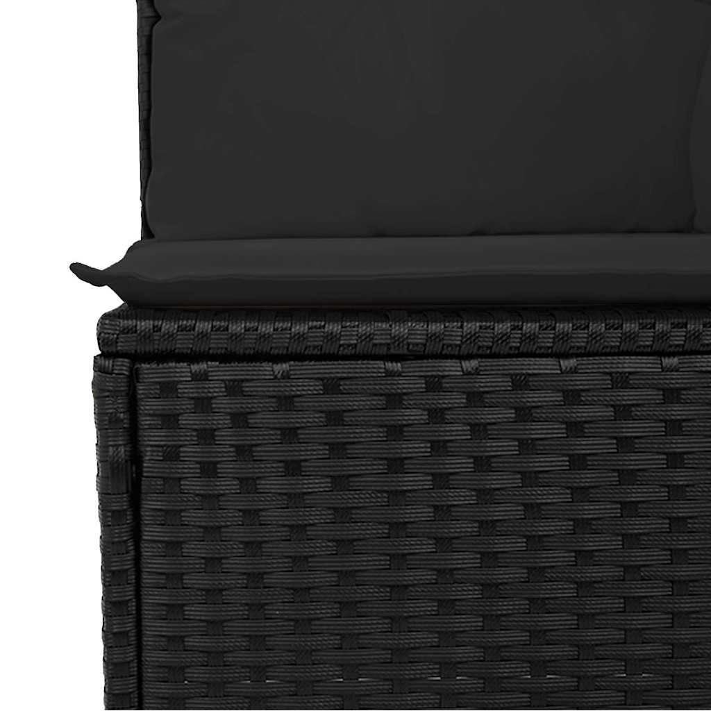 10-teilige Garten Sofa Set mit Kissen Schwarz Poly Rattan