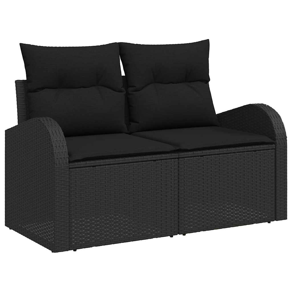 10-teilige Garten Sofa Set mit Kissen Schwarz Poly Rattan