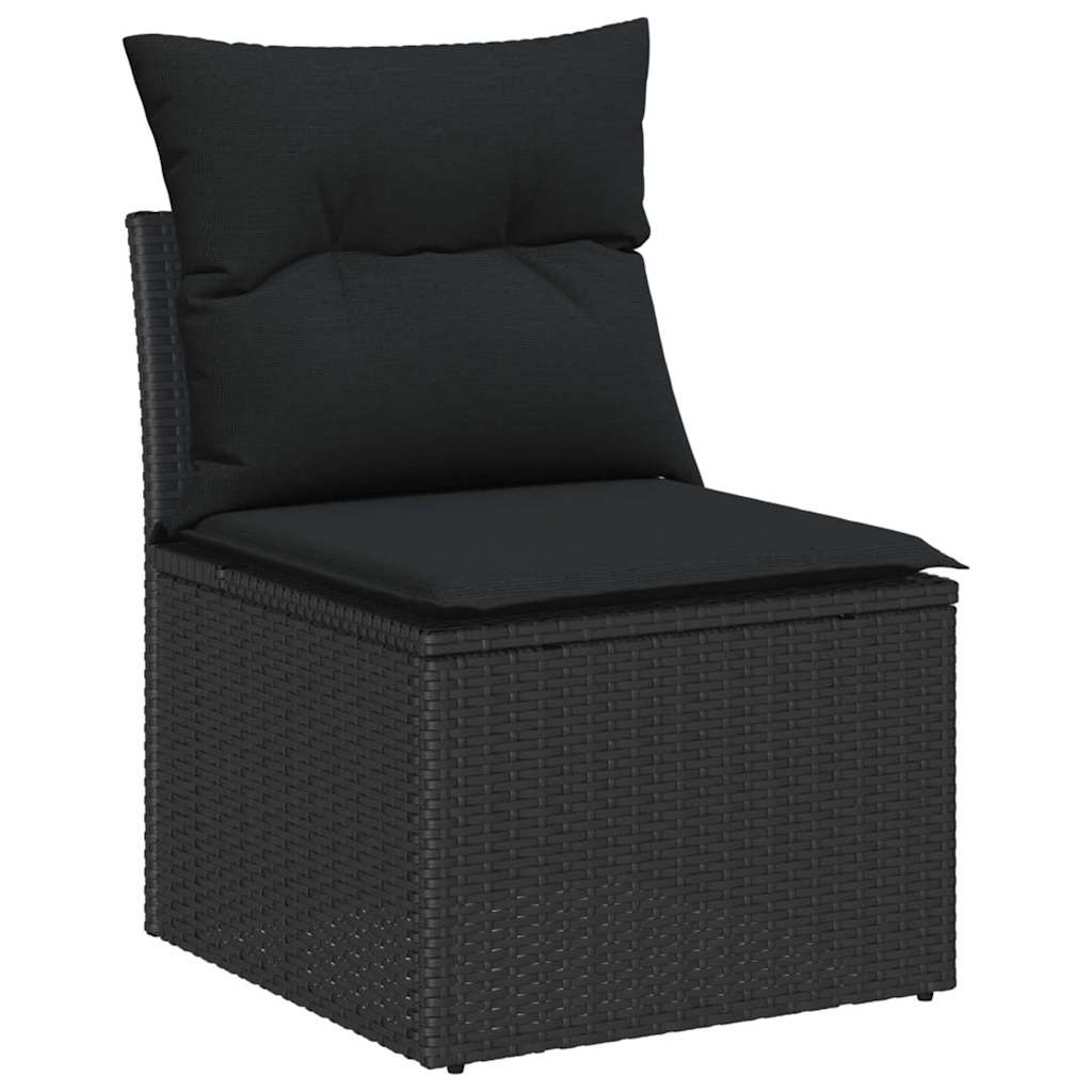 10-teilige Garten Sofa Set mit Kissen Schwarz Poly Rattan
