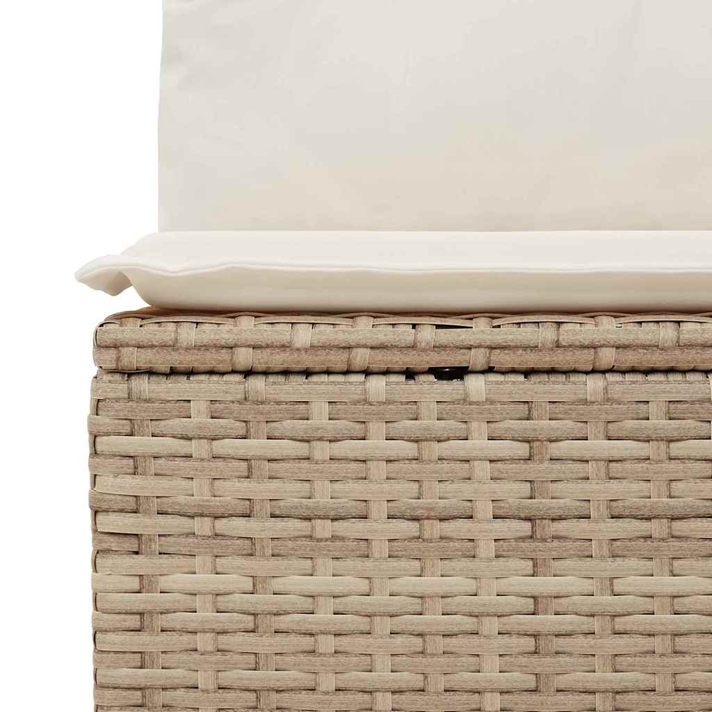 8-teiliges Garten Sofa Set mit Kissen Beige Poly Rattan Akazie